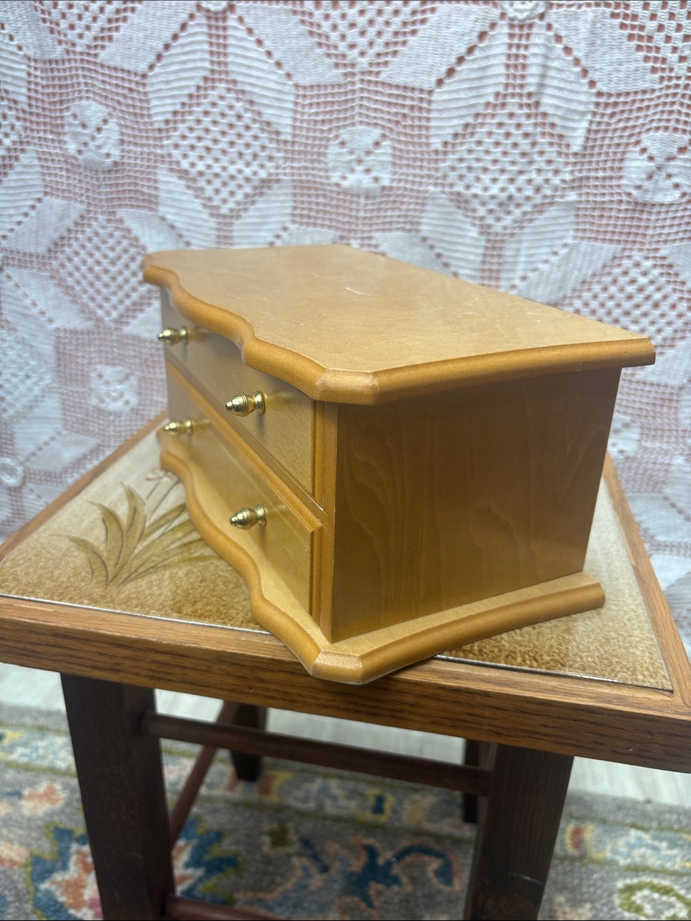 Vintage Wooden Musical Jewelry Box - Picture 5 of 10